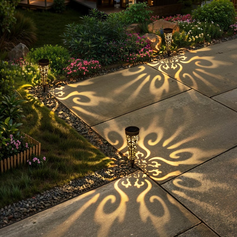 Go2garden 6Pcs Solar Lights Outdoor Garden Decor Gifts for Women Mom,Waterproof Conical Garden Stakes for Yard, Lawn, Pathway,Garden Lights Mothers' Day Birthday Gifts for Men(Black) - Image 4